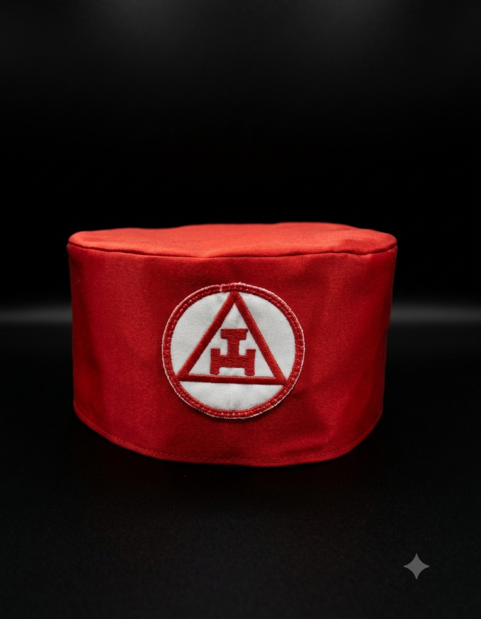 Barrete da Coroa Maçônica do Arco Real – Emblema Triplo Tau Bordado