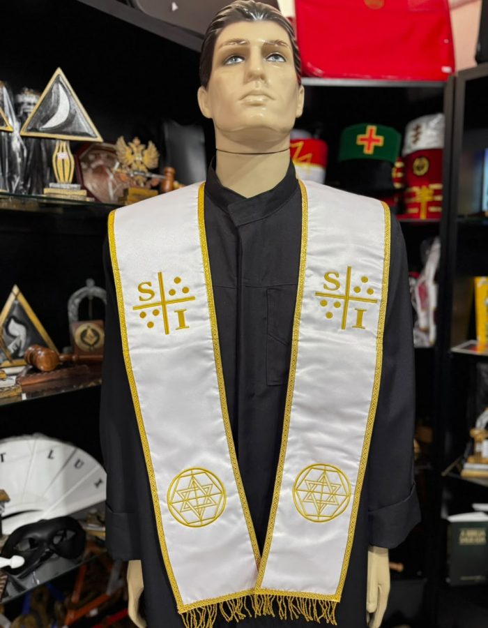 Estola de Cetim rito Martinez S/..I com Bordado Dourado